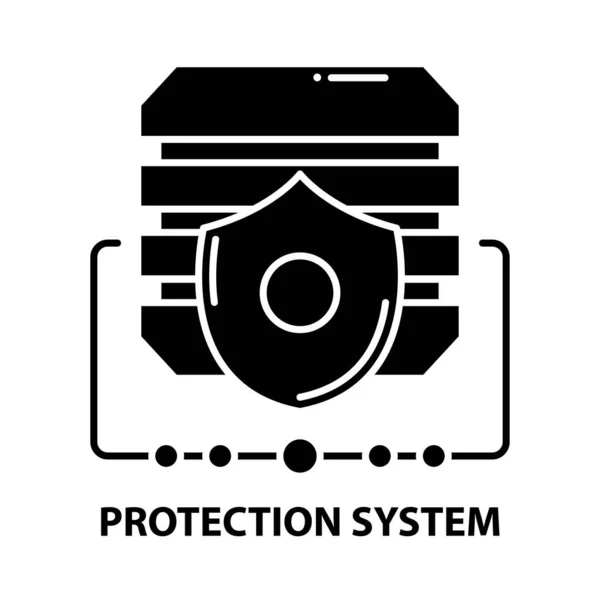 Simbol sistem de protecție, semn vectorial negru cu lovituri editabile, ilustrație concept — Vector de stoc