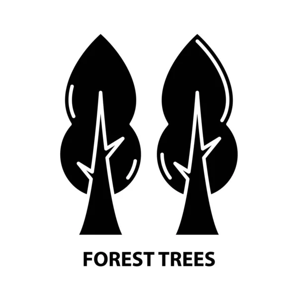 Ikona drzew leśnych, czarny znak wektora z edytowalnymi pociągnięciami, ilustracja koncepcyjna — Wektor stockowy