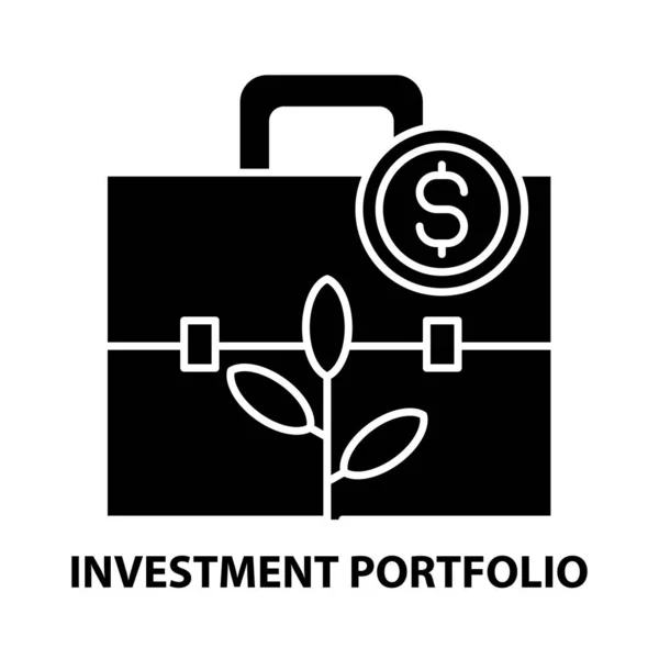 Значок инвестиционного портфеля, черный векторный знак с редактируемыми штрихами, концептуальная иллюстрация — стоковый вектор