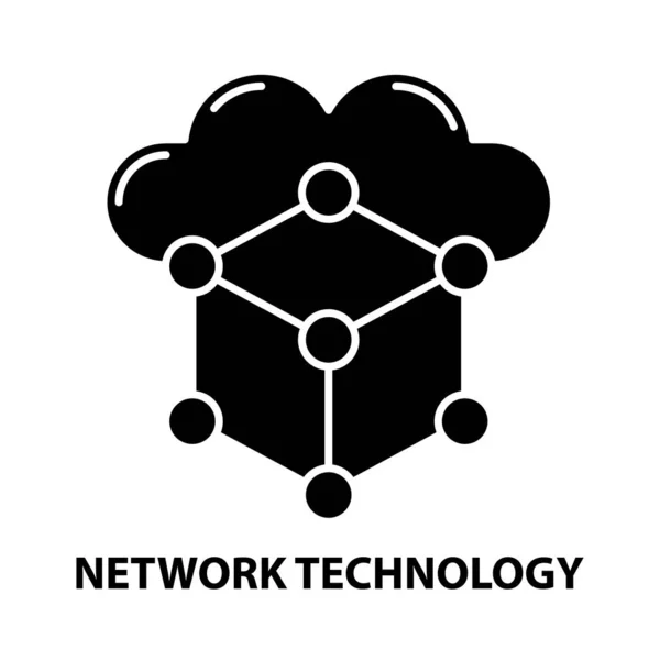 Icône de la technologie réseau, signe vectoriel noir avec touches modifiables, illustration de concept — Image vectorielle