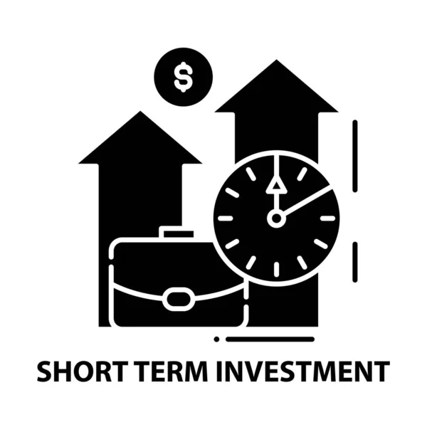 短期投资图标,带有可编辑笔迹的黑色矢量符号,概念示例 — 图库矢量图片