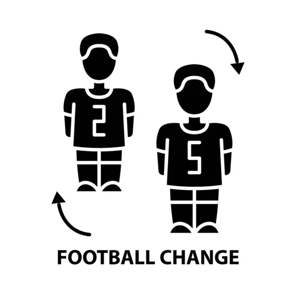 Fotboll förändring ikon, svart vektor tecken med redigerbara stroke, koncept illustration — Stock vektor
