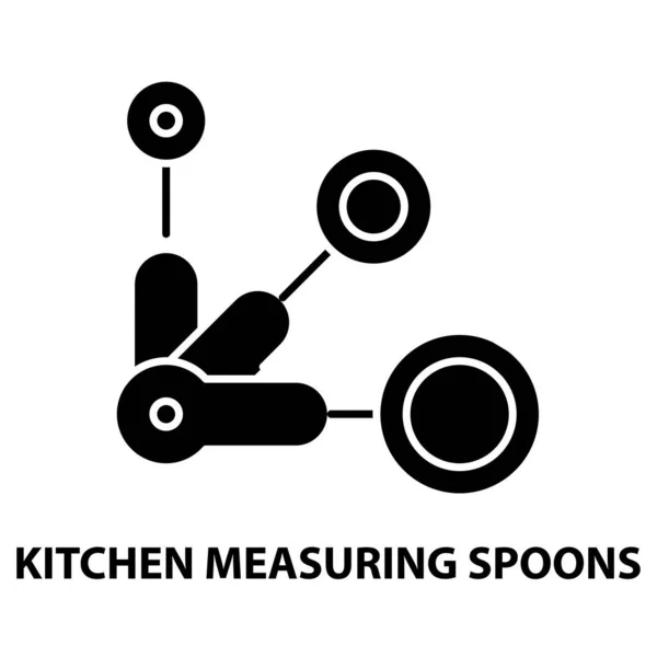 Cuillères à mesurer de cuisine icône, signe vectoriel noir avec touches modifiables, illustration de concept — Image vectorielle