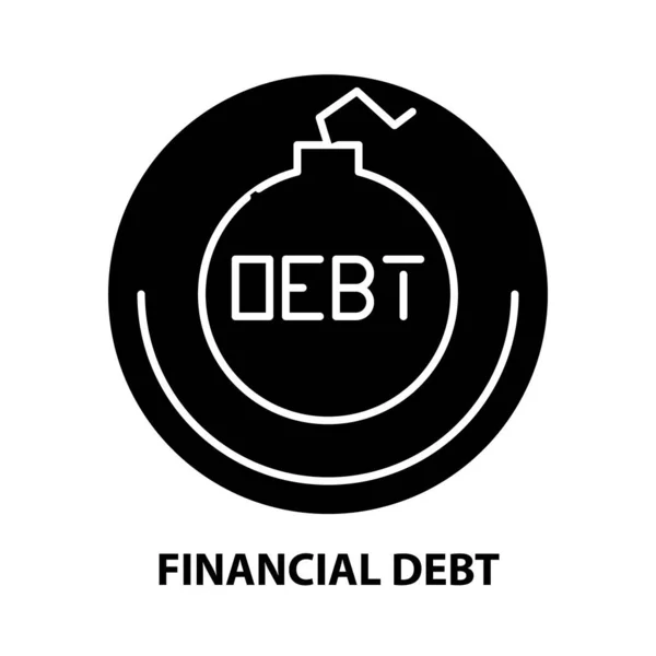 Ícone da dívida financeira, sinal vetor preto com traços editáveis, ilustração conceito —  Vetores de Stock