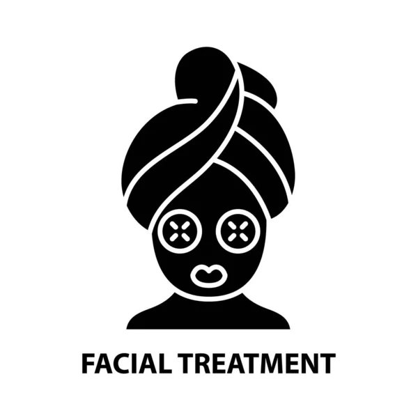 Ícone de tratamento facial, sinal de vetor preto com traços editáveis, ilustração conceito — Vetor de Stock