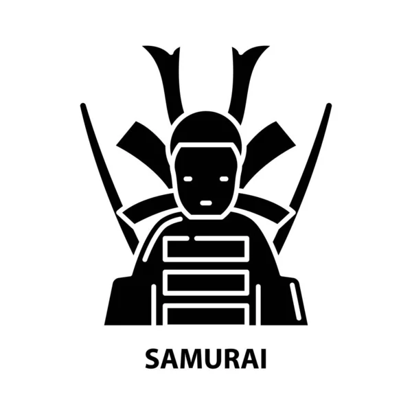 Icono samurai, signo vectorial negro con trazos editables, ilustración conceptual — Vector de stock