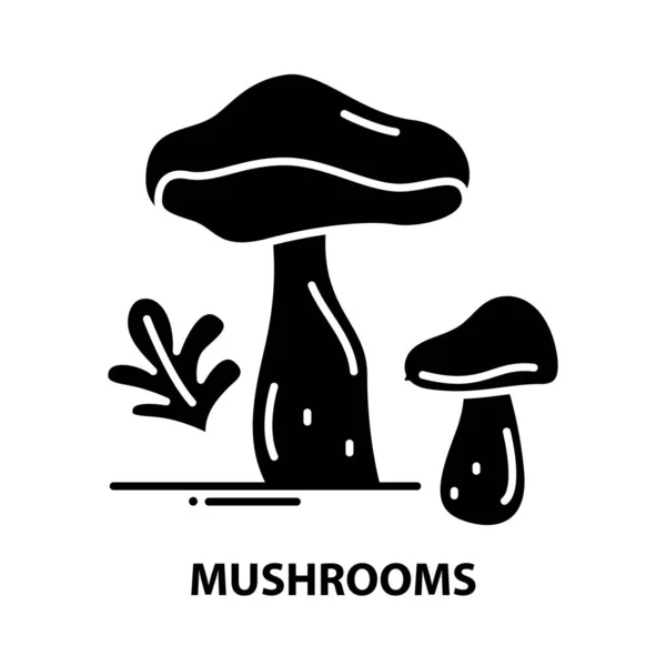 Icona simbolo dei funghi, segno vettoriale nero con tratti modificabili, illustrazione concettuale — Vettoriale Stock