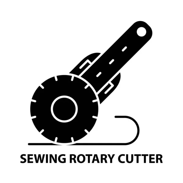 Menjahit ikon rotary cutter, tanda vektor hitam dengan coretan yang dapat disunting, ilustrasi konsep - Stok Vektor
