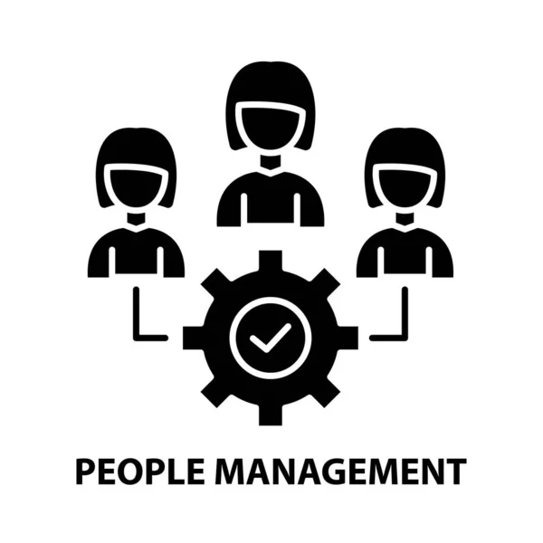 People management concept icoon, zwart vectorteken met aanpasbare slagen, concept illustratie — Stockvector