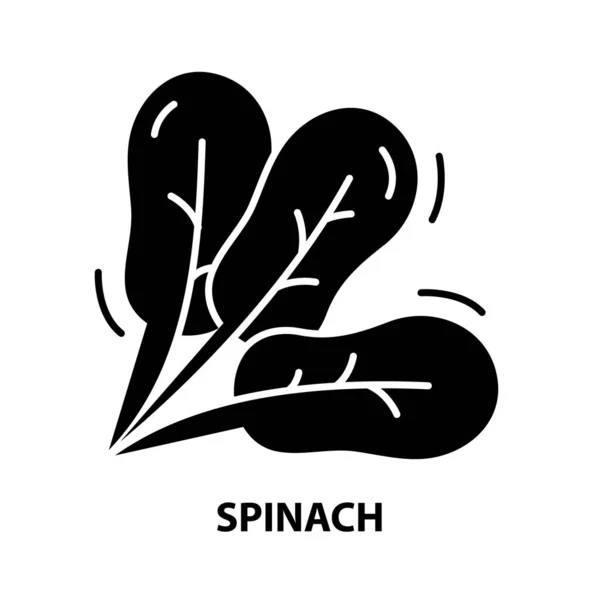 Spinat-Symbol, schwarzes Vektorzeichen mit editierbaren Strichen, Konzeptillustration — Stockvektor