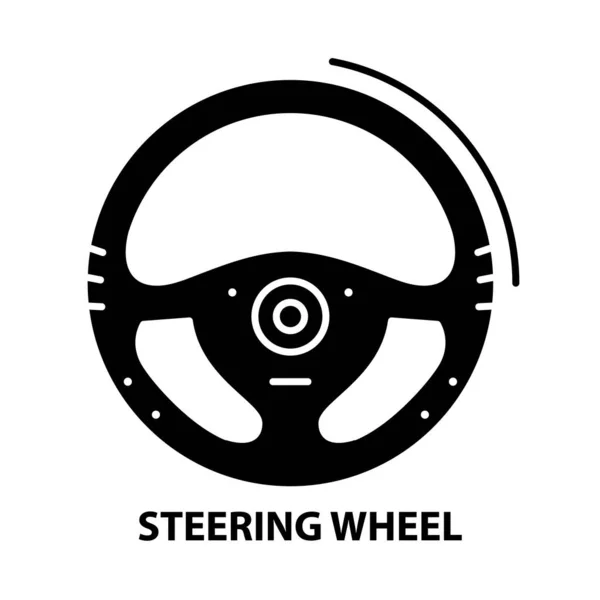 Steering wheel sign icon, black vector sign with editable strokes, concept illustration — Stock Vector