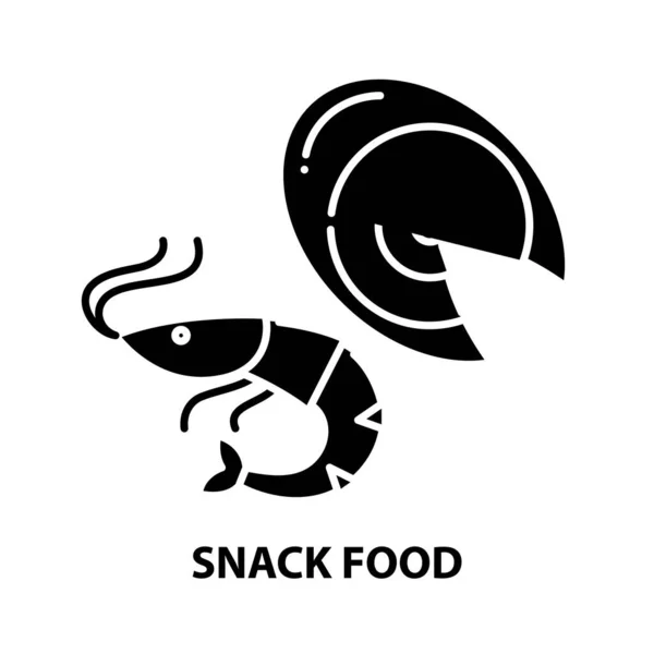 Snack-Food-Symbol, schwarzes Vektorschild mit editierbaren Strichen, Konzeptillustration — Stockvektor