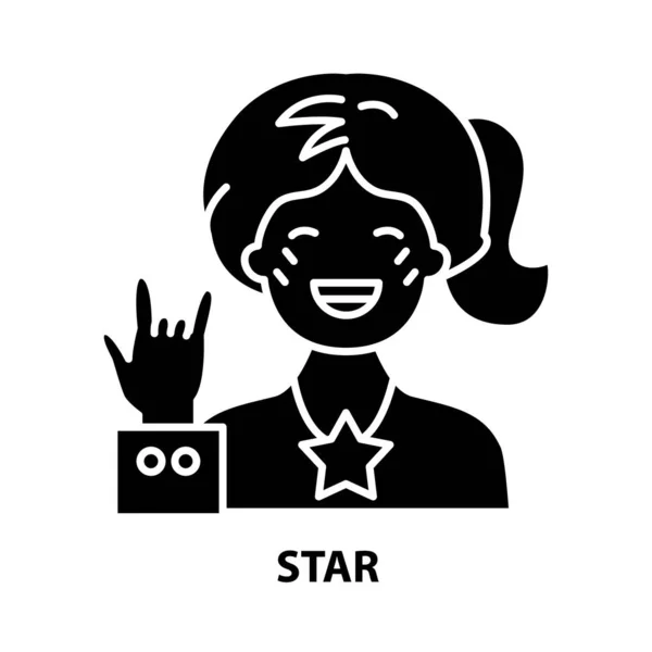 Icono de estrella, signo de vector negro con trazos editables, ilustración conceptual — Archivo Imágenes Vectoriales