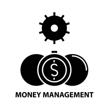 para yönetimi simgesi, düzenlenebilir vuruşlarla siyah vektör işareti, konsept illüstrasyon