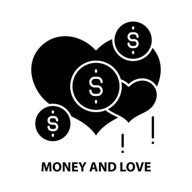 para ve aşk simgesi, siyah vektör işareti düzenlenebilir vuruşlar, konsept illüstrasyon