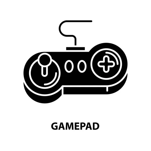 Gamepad icon, black vector sign with editable strokes, concept illustration — Stock Vector