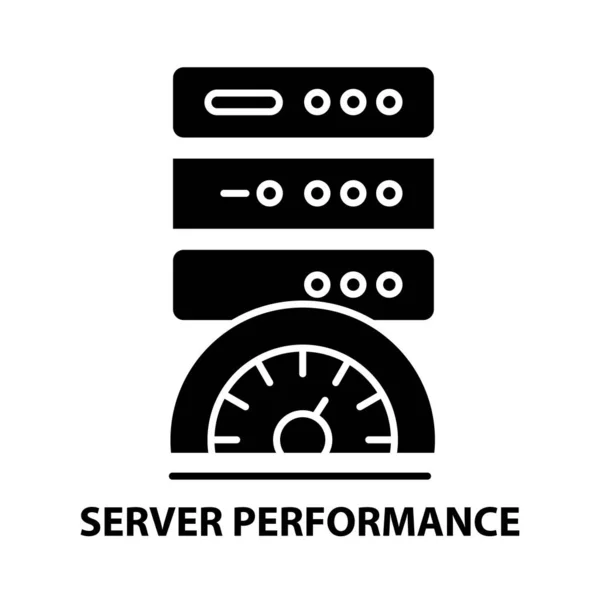 Ikona wydajności serwera, czarny znak wektora z edytowalnymi pociągnięciami, ilustracja koncepcyjna — Wektor stockowy
