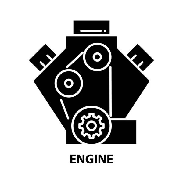 Иконка двигателя, знак черного вектора с редактируемыми штрихами, концептуальная иллюстрация — стоковый вектор