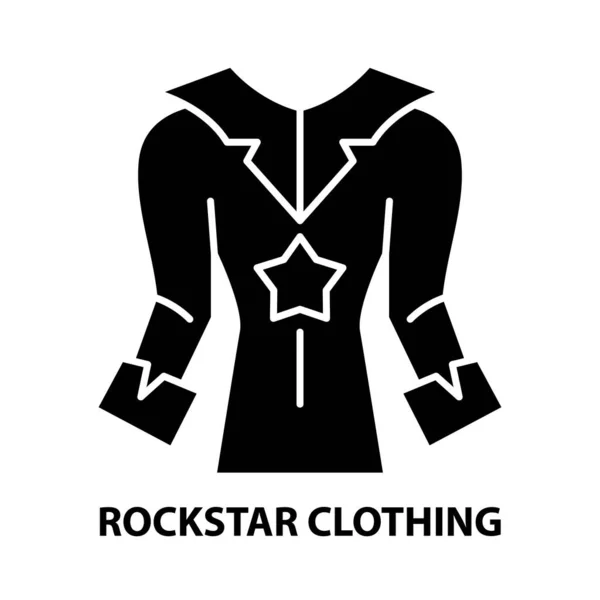 Rockstar kläder ikon, svart vektor tecken med redigerbara drag, koncept illustration — Stock vektor