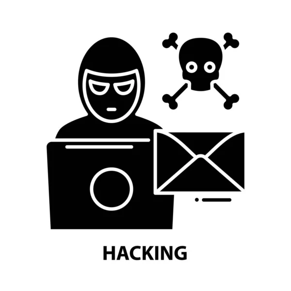 Hacken icoon, zwarte vector teken met bewerkbare slagen, concept illustratie — Stockvector