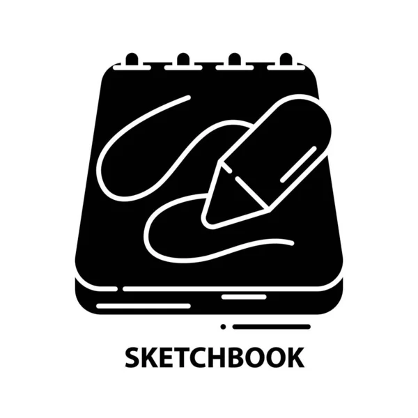 Sketchbook symbol icon, black vector sign with editable strokes, concept illustration — Stock Vector