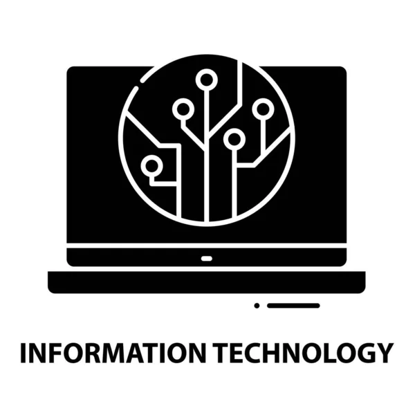 Informatietechnologie icoon, zwart vectorteken met instelbare slagen, conceptillustratie — Stockvector