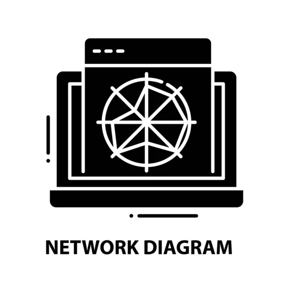 Network diagicon, black vector sign with editable stroke, 컨셉트 일러스트 — 스톡 벡터
