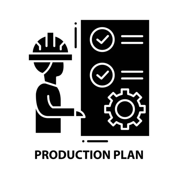 Ícone de plano de produção, sinal vetorial preto com traços editáveis, ilustração conceito —  Vetores de Stock