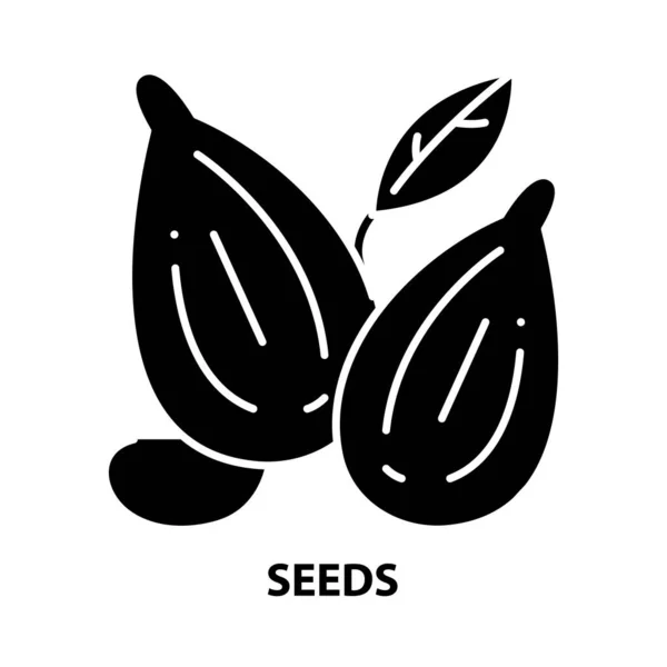 Icono de semillas, signo de vector negro con trazos editables, ilustración conceptual — Archivo Imágenes Vectoriales