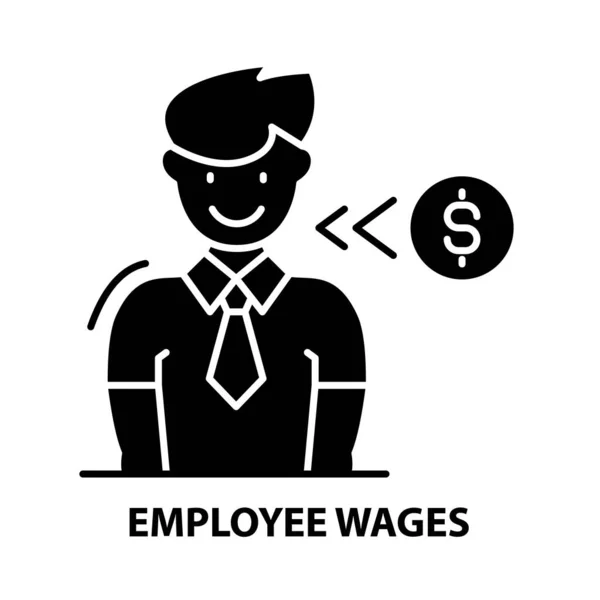 Ícone de símbolo de salário de empregado, sinal de vetor preto com traços editáveis, ilustração de conceito —  Vetores de Stock