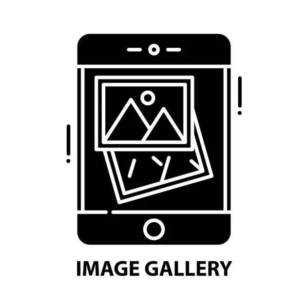 Icona della galleria di immagini, segno vettoriale nero con tratti modificabili, illustrazione concettuale — Vettoriale Stock