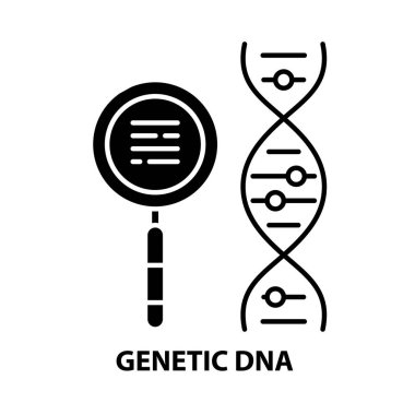 genetik DNA simgesi, düzenlenebilir vuruşlarla siyah vektör işareti, konsept çizimi