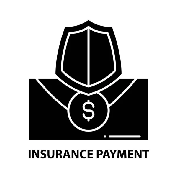Insurance payment icon, black vector sign with editable strokes, concept illustration — Stock Vector