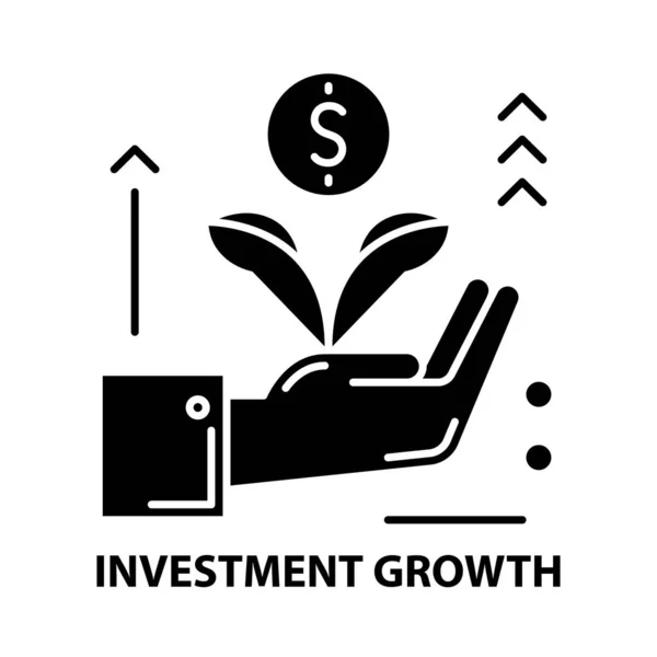 Icona della crescita degli investimenti, segno vettoriale nero con tratti modificabili, illustrazione concettuale — Vettoriale Stock