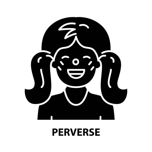 Icono perverso, signo de vector negro con trazos editables, ilustración conceptual — Archivo Imágenes Vectoriales