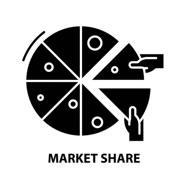 Icono de concepto de cuota de mercado, signo de vector negro con trazos editables, ilustración de concepto — Archivo Imágenes Vectoriales