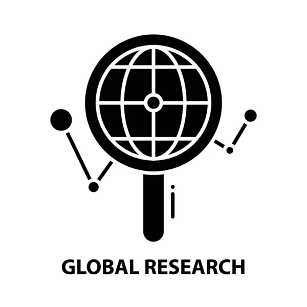 Icône de symbole de recherche mondiale, signe vectoriel noir avec touches modifiables, illustration de concept — Image vectorielle