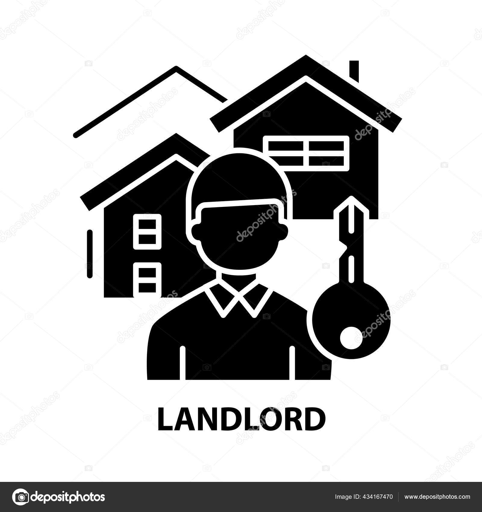 Vermieter-Symbol, schwarzes Vektorschild mit editierbaren Strichen,  Konzeptillustration Stock-Vektorbild von ©iconsdom 434167470, image size:1600x1700