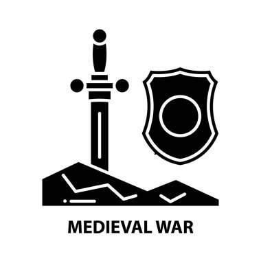 Ortaçağ savaş ikonu, siyah vektör işareti, düzenlenebilir vuruşlar, kavram illüstrasyonu