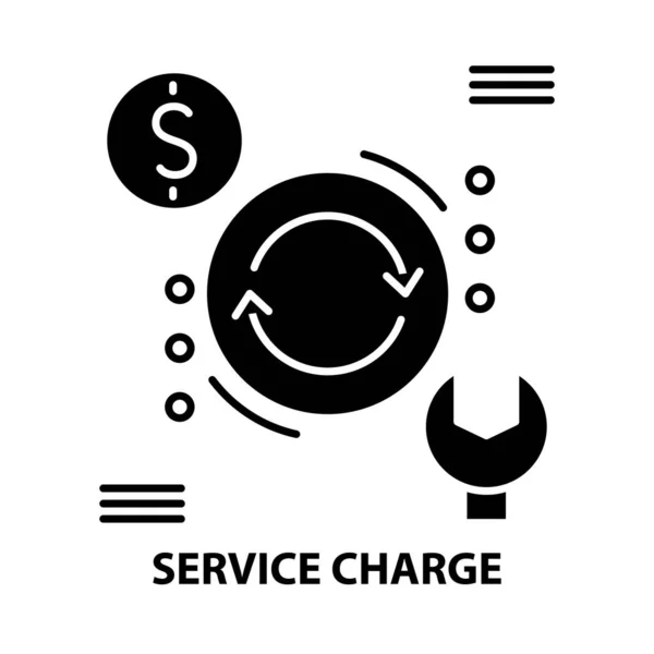 服务收费图标,带有可编辑笔划的黑色矢量符号,概念图 — 图库矢量图片