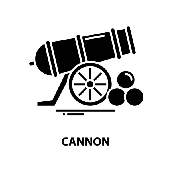 Icono de símbolo de cañón, signo de vector negro con trazos editables, ilustración de concepto — Archivo Imágenes Vectoriales
