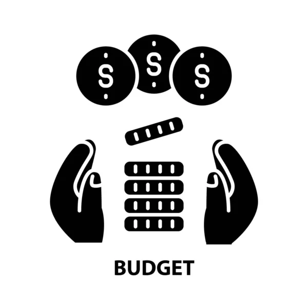 预算符号图标,带有可编辑笔划的黑色矢量符号,概念说明 — 图库矢量图片