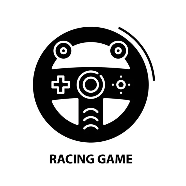 Racing game icon, black vector sign with editable strokes, concept illustration — Stock Vector