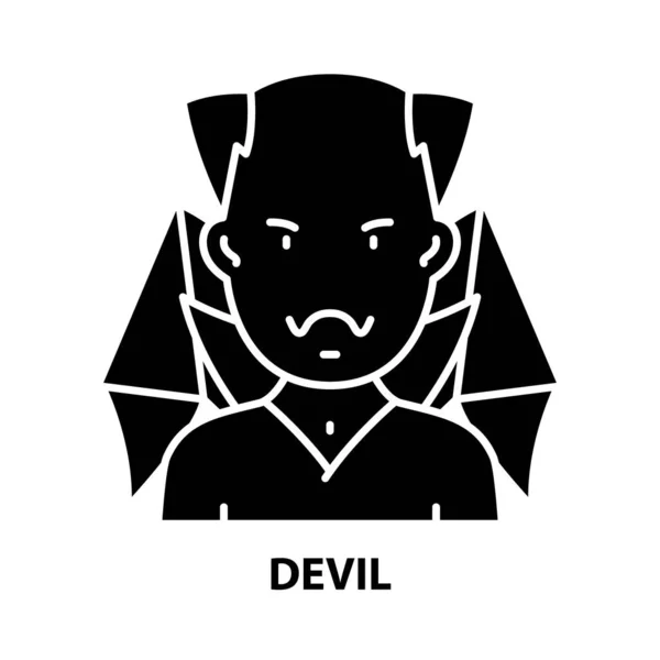 Ikona diabła, czarny znak wektora z edytowalnymi pociągnięciami, ilustracja koncepcyjna — Wektor stockowy