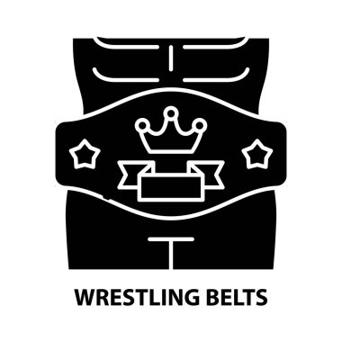 güreş kemeri simgesi, düzenlenebilir vuruşlarla siyah vektör işareti, konsept illüstrasyon