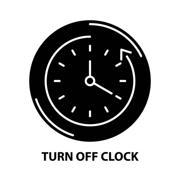 Wyłącz ikonę zegara, czarny znak wektora z edytowalnymi pociągnięciami, ilustracja koncepcyjna — Wektor stockowy