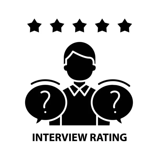 Icono de calificación de entrevista, signo de vector negro con trazos editables, ilustración de concepto — Vector de stock