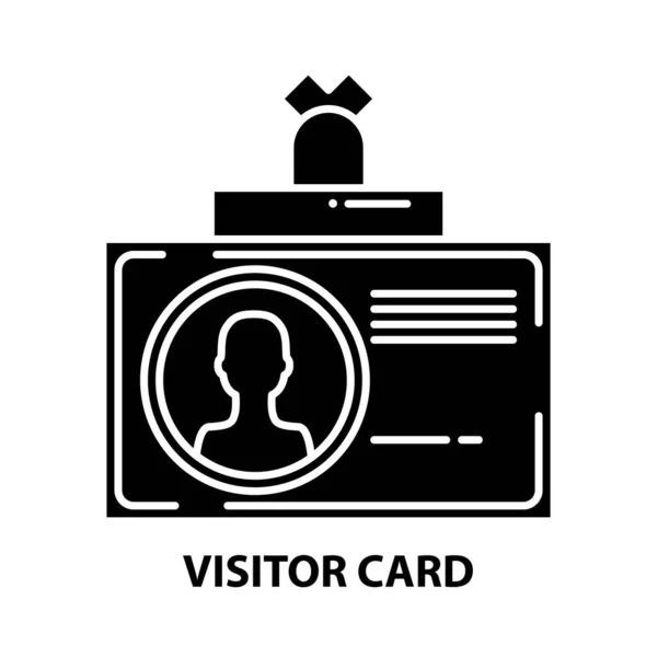 Icona della carta del visitatore, segno vettoriale nero con tratti modificabili, illustrazione concettuale — Vettoriale Stock