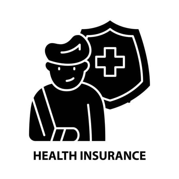 Icono del seguro de salud, signo de vector negro con accidentes cerebrovasculares editables, ilustración conceptual — Archivo Imágenes Vectoriales