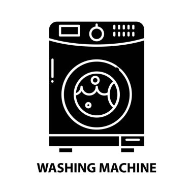 çamaşır makinesi simgesi, siyah vektör işareti düzenlenebilir vuruşlar, konsept illüstrasyon